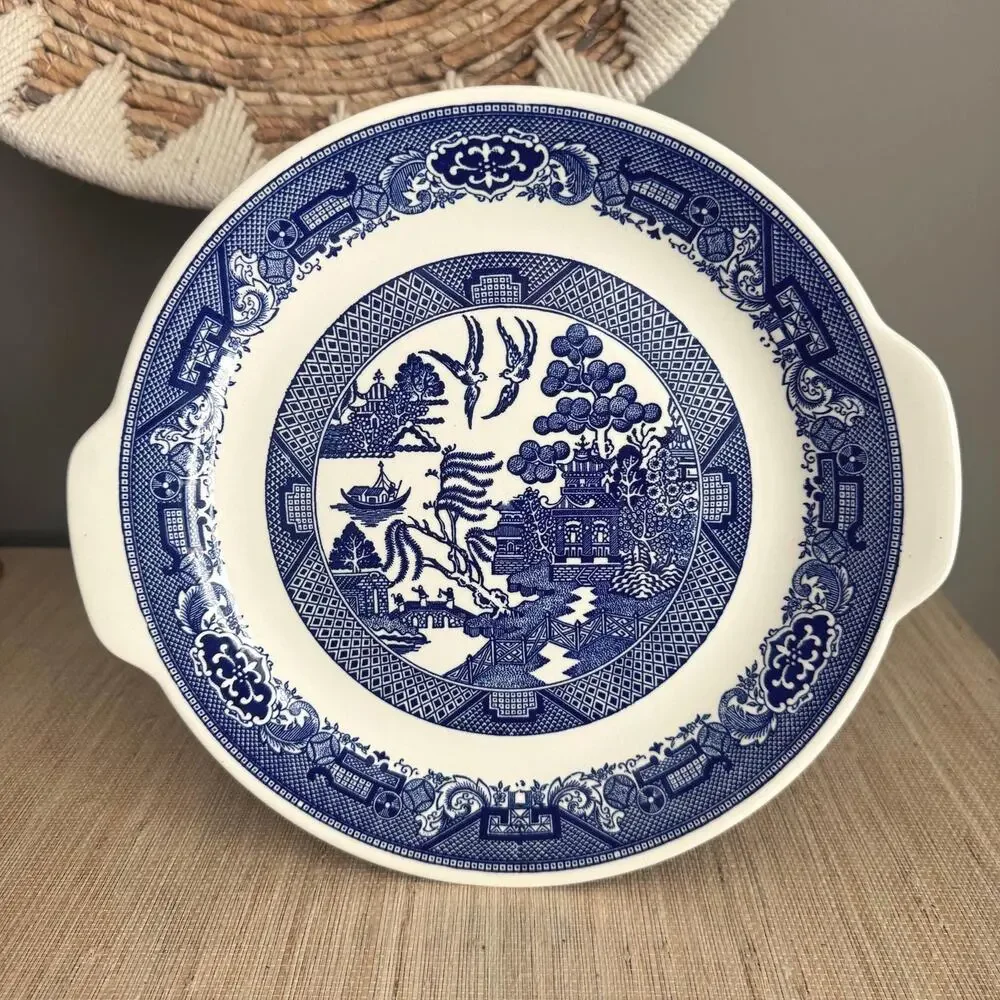 Vintage Blue Willow Transferware Chinoiserie Serving Platter 11” |